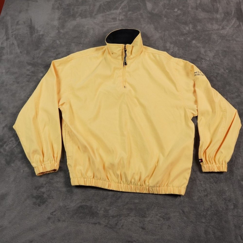 VTG Tommy Hilfiger Golf Jacket Mens M Yellow Langley Airforce Base‎ Eaglewood GC